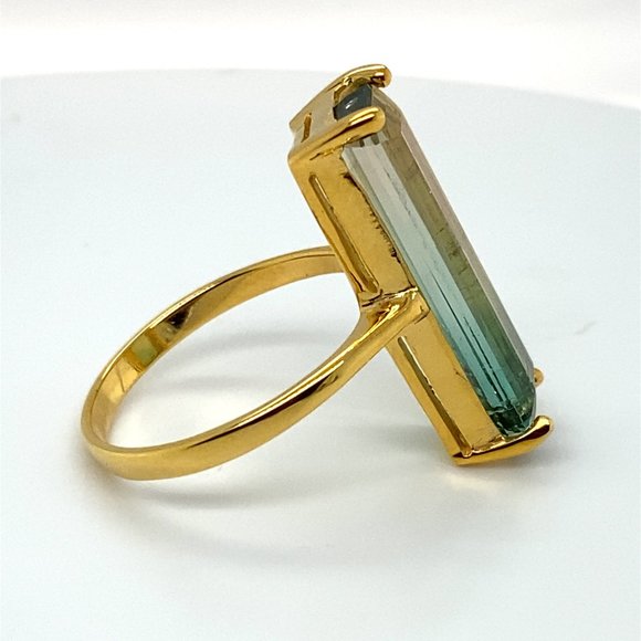 Bi Color Tourmaline 9.90ct Solid 14K Yellow Gold Ring - Picture 4 of 6